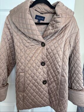 Jones New York Quilted Soft Taupe Puffer Jacket